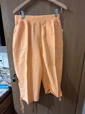 Orange Capri Pants with Elastic Waist